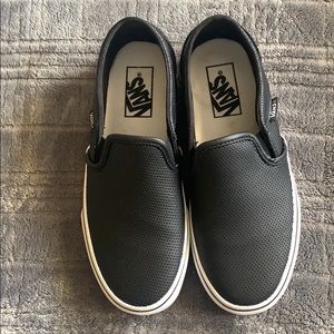 Vans Asher Black Perforated Leather Woman’s Shoe